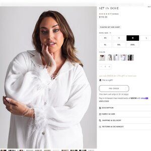 Waverles Detachable Feather Pleats Please Set in Dove Medium - Bridal Pajamas